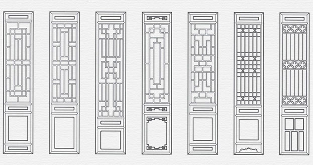 松潘常用中式仿古花窗图案隔断设计图