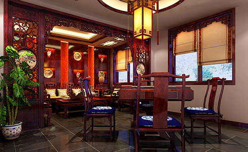 松潘古典中式风格茶楼包间设计装修效果图